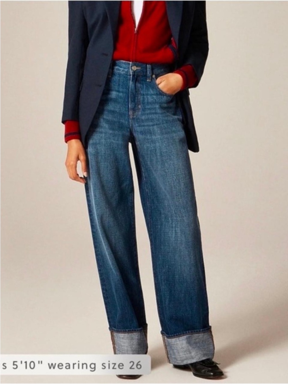 J. Crew Dark Blue Wide-Leg High-Rise Jeans